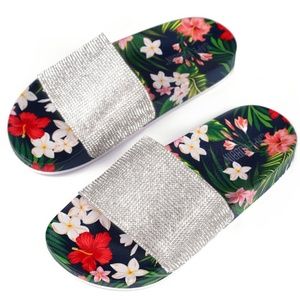 Tropical Hawaiian Rhinestones Bling Slides